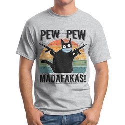 Koszulka z Nadrukiem Pew Pew Madafakas Kot