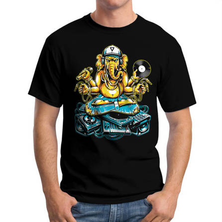 Koszulka Męska Muzyczna Hinduski Bóg DJ