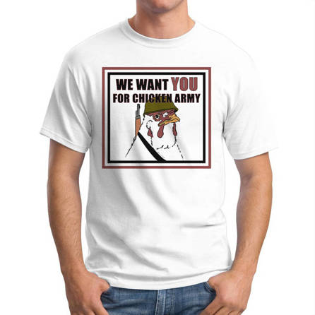 Koszulka Męska Śmieszne Chicken Army