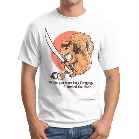 Koszulka Męska Śmieszne Squirrel Ninja