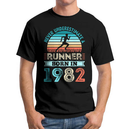 Koszulka Męska Urodzinowa Biegacz  1982 40 lat